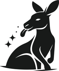 Kangaroo sticking out its tongue vector silhouette