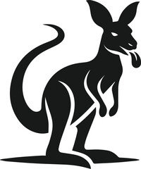 Kangaroo sticking out its tongue vector silhouette