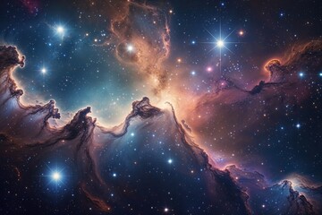 Fototapeta premium Vibrant Outer Space Background Featuring Stars and Nebulas for Cosmic Exploration and Journey Themes
