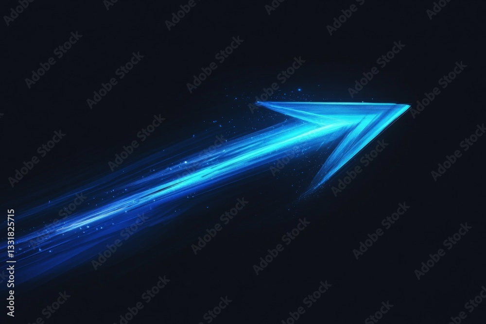 Leinwandbilder dynamic blue arrow symbolizing progress and movement across a dark background