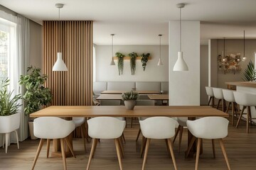 A chic, streamlined approach to dining room interiors.