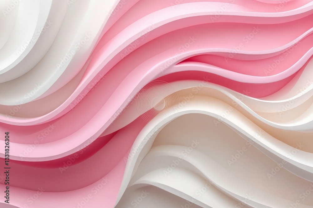 Fototapete Abstract layers of pink and white create a flowing pattern with depth and smooth texture
