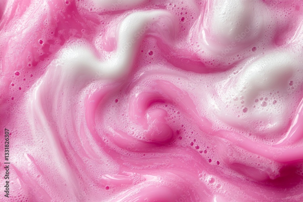Leinwandbilder Swirling patterns of pink and white foam create an interesting visual texture in a creative setting