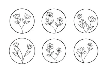 Flowers circle frame Vector art.