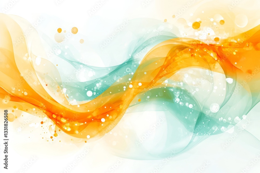 Leinwandbilder fluid swirls of orange and teal create a vibrant abstract design with soft curves in a bright settin