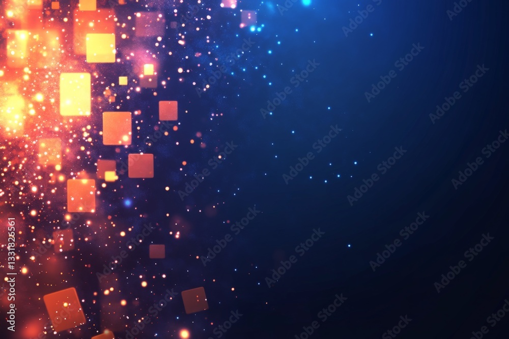 Aufkleber Colorful abstract background with glowing squares and particles creating a vibrant atmosphere for digital designs