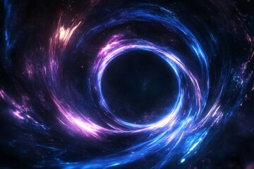 Fototapeta premium Vivid cosmic vortex swirling with purple and blue hues in the depths of space at an unknown time
