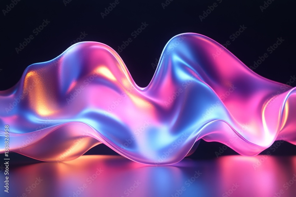 Poster colorful translucent waves create a dynamic visual effect under dramatic lighting at night