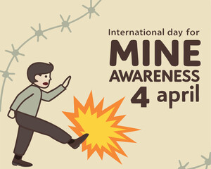 Naklejka premium International Day for Mine Awareness: Stepping on a Landmine Illustration