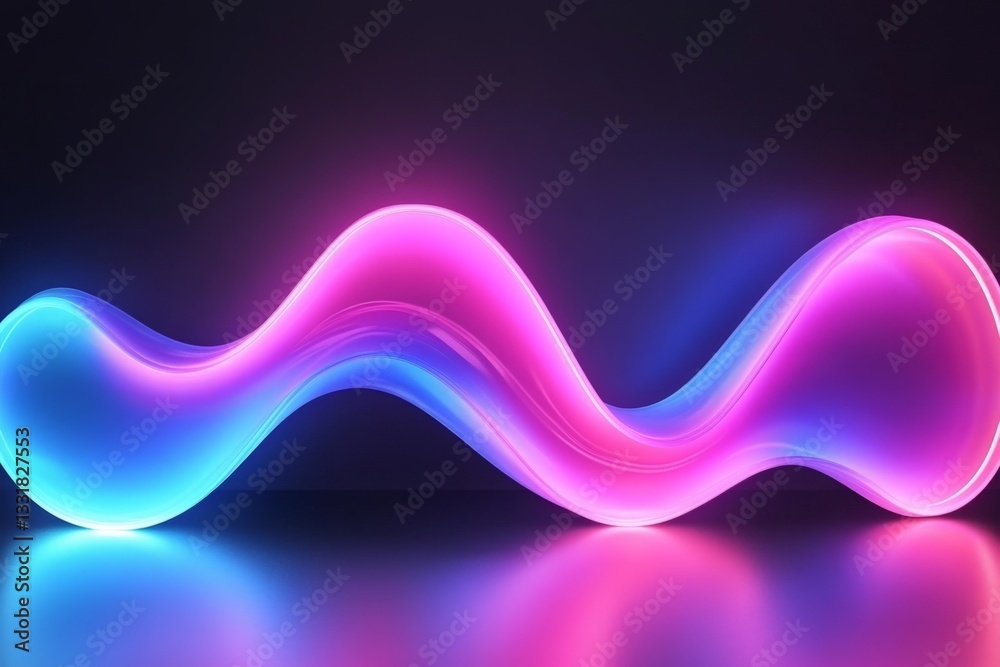 Poster colorful wave of light flows gracefully in a dark space showcasing vibrant hues and smooth curves
