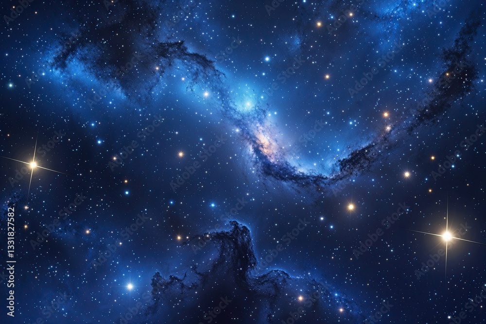 Wall mural cobalt cosmic background with gleaming stars and nightfall nebula