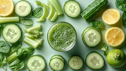 Refreshing Green Smoothie with Cucumber, Celery, and Spinach