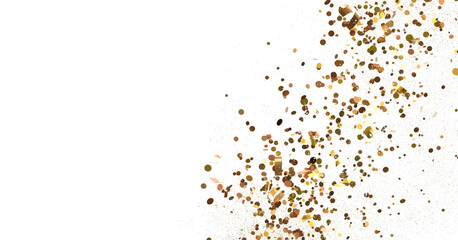 Joyful Deluge: Brilliant 3D Illustration Showcasing an Overflow of gold Confetti