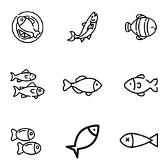 Fish icon set. for mobile concept and web design. vector illustration on white background.