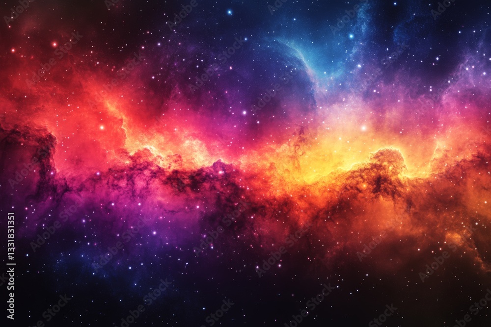 Poster dazzling nebula lights up the cosmos with vibrant colors and swirling gases in a breathtaking displa