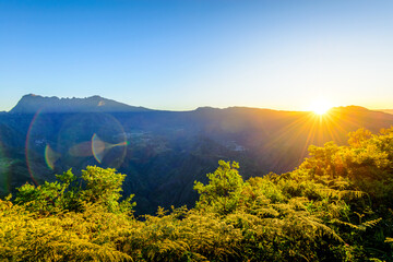 Sunrise over Cilaos Circus at Reunion Island