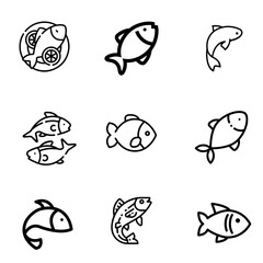 Fototapeta premium Fish icon set. for mobile concept and web design. vector illustration on white background.
