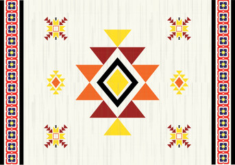 Vector illustration of an abstract background. Native American ornament. Ethnic South Western decor style. Boho geometric ornament. Mexican blanket, rug. Woven carpet illustration.