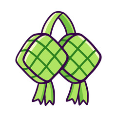 vector illustration of two ketupat, a traditional rice cake wrapped in woven palm leaves, often served during Eid al-Fitr