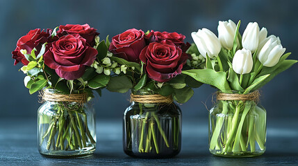 Obraz premium Floral arrangements in jars