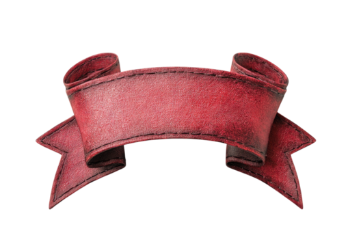 isolated transparent Background. Elegant red ribbon banner with textured finish, perfect for decoration