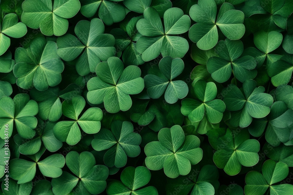 Poster green clovers spread across the ground creating a lush and vibrant landscape