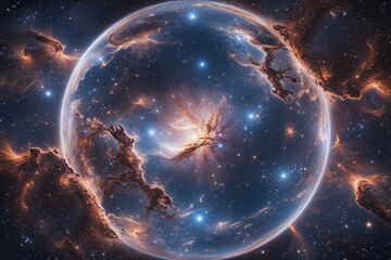 Obraz premium Vast 360-Degree Stellar Nebula Artwork in Equirectangular Framework with Cosmic Starfield and Celestial Imagery