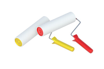 Two paint rollers isolated on white background. 3d render