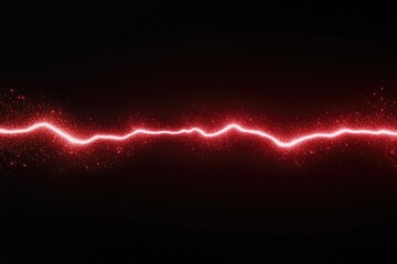 Bright red lightning bolt illuminates dark background, creating