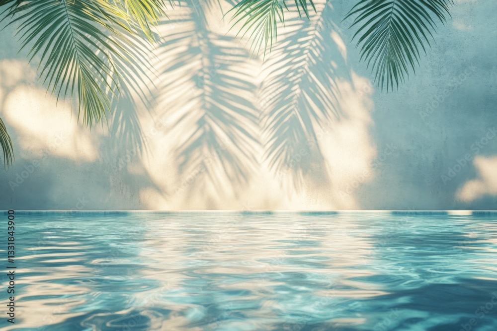 Aufkleber reflections of palm leaves on tranquil waters during a serene tropical day in a peaceful setting