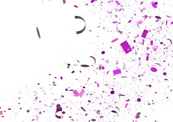 High-quality image of purple confetti falling on white background. Perfect for celebration, party, and festive designs.