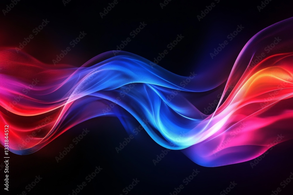 Poster Colorful abstract waves in vibrant hues create a mesmerizing visual effect on a dark background