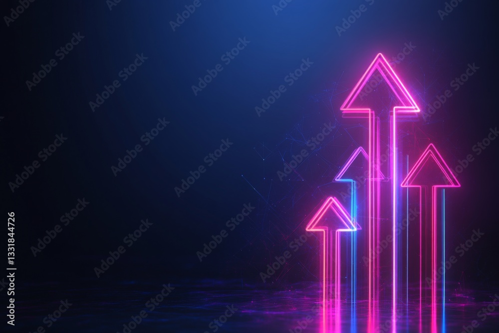 Aufkleber colorful neon arrows symbolize growth and progress in dark background setting