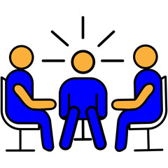 Business Meeting Discussion Icon with Transparent Background – Teamwork Collaboration, Corporate Strategy, Professional Communication, Vector Illustration
