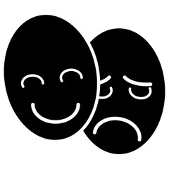 Emotional Duality Icon with Transparent Background – Happy and Sad Faces, Mental Health Awareness, Psychological Expression, Emotional Well-Being, Vector Art