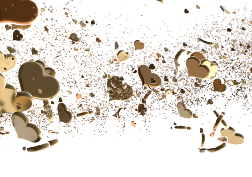 colorful flying hearts on a blue background. 3d - Powered by Adobe