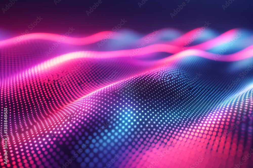 Poster Vibrant waves of color in digital art create a mesmerizing flow of light and texture
