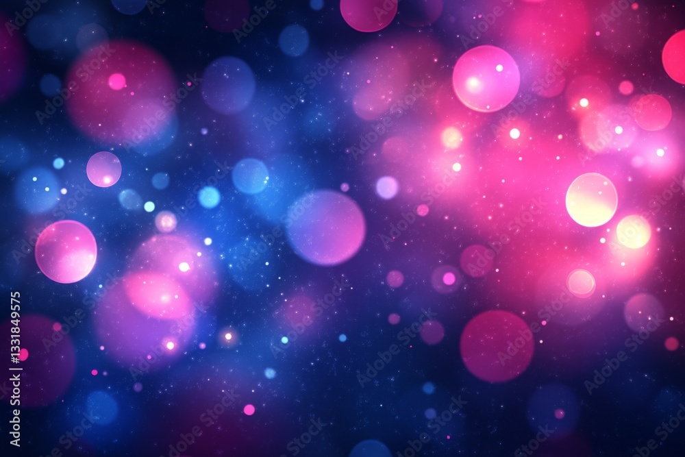 Poster colorful bokeh with vibrant pink and blue circular lights creating an enchanting evening atmosphere