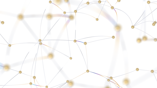 Abstract Network with Golden Spheres - Powered by Adobe