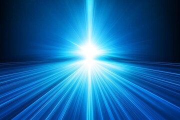 Bright blue burst of light with glowing rays creating a dynamic effect in a dark background
