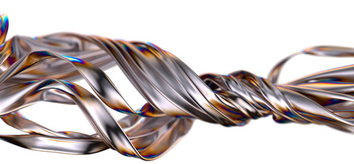 Fluid design twisted shapes holographic 3D abstract background iridescent wallpaper