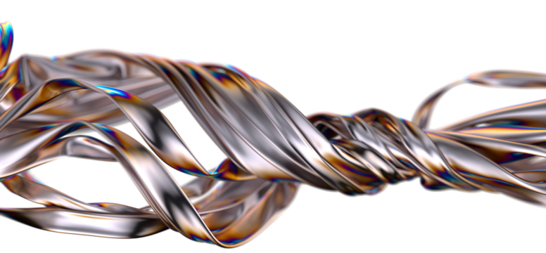 Fluid design twisted shapes holographic 3D abstract background iridescent wallpaper