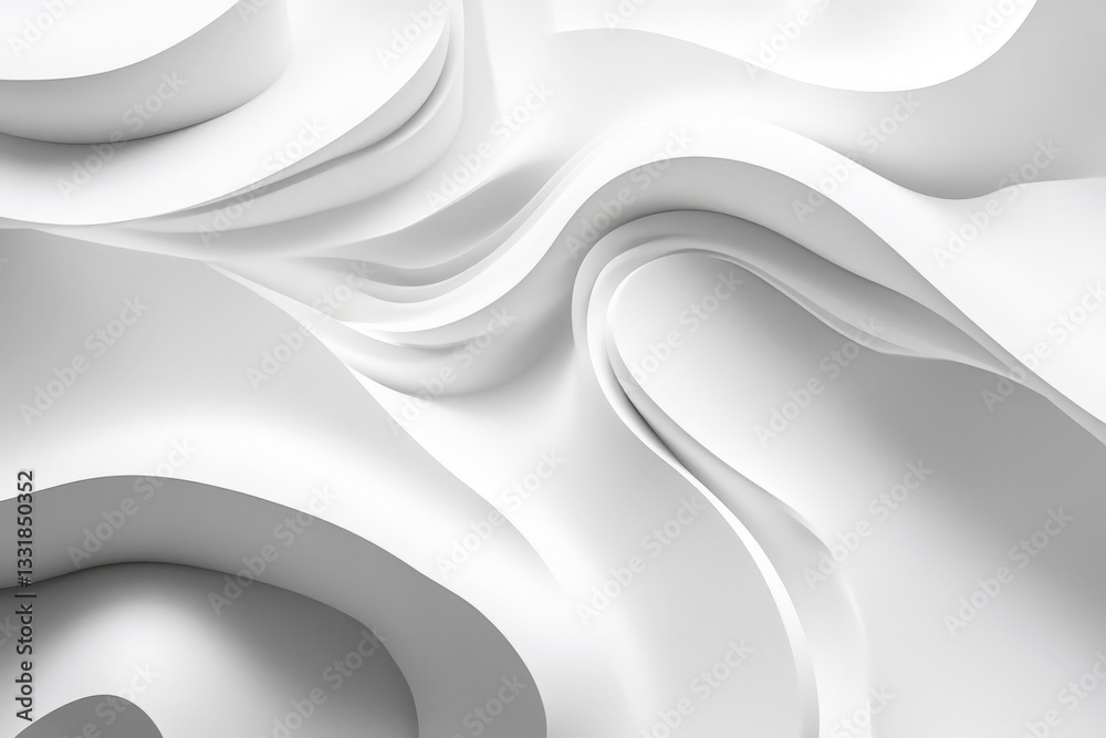 Aufkleber abstract white texture with flowing curves and smooth surfaces showcasing contemporary design aesthe