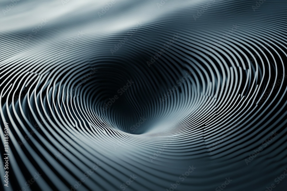 Poster Curved lines create mesmerizing patterns in a dark, flowing surface during a late evening