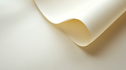Gentle curves and ethereal glow of rolled beige paper sheet for backgrounds