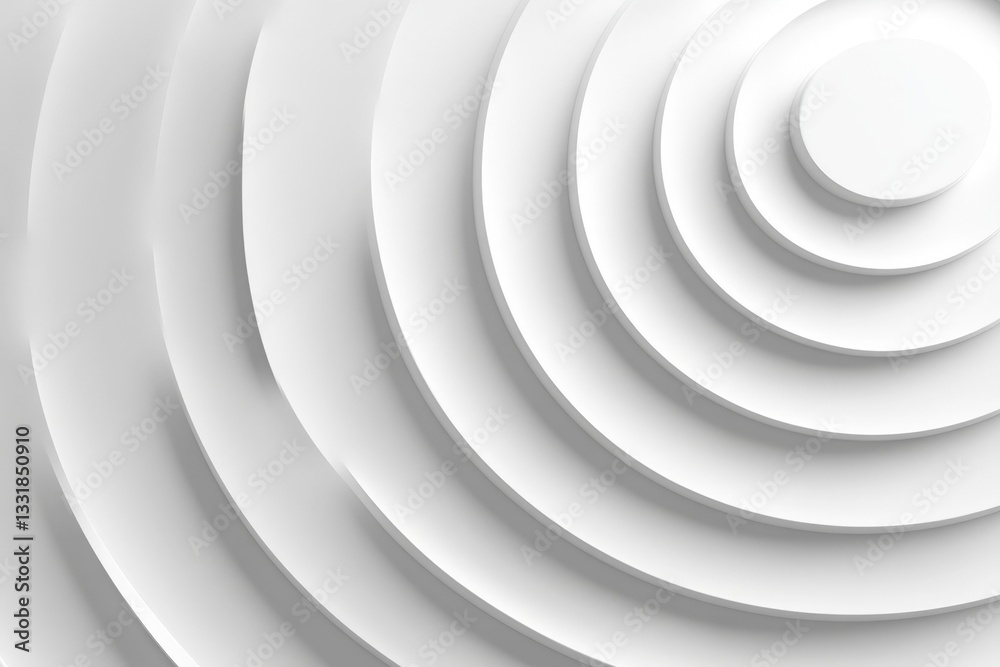 Aufkleber Layered white circular patterns create a soothing visual effect on a minimalist background