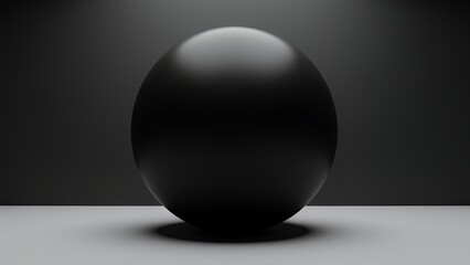 白黒の環境に、マットブラックの大きな球体がひとつ