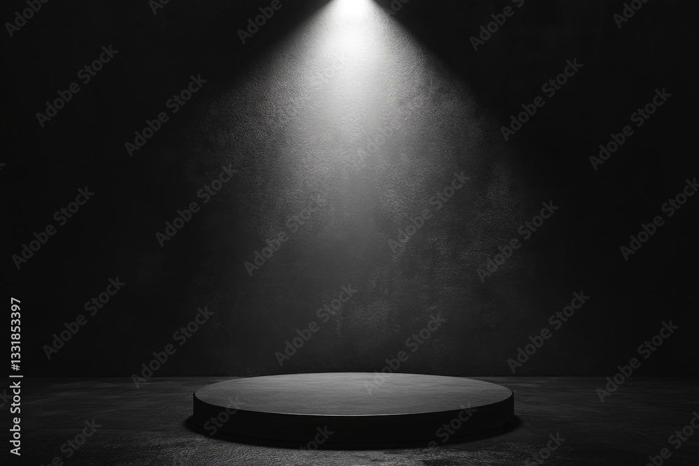 Aufkleber Empty stage illuminated by a single spotlight creating a dramatic atmosphere for performance or presentation