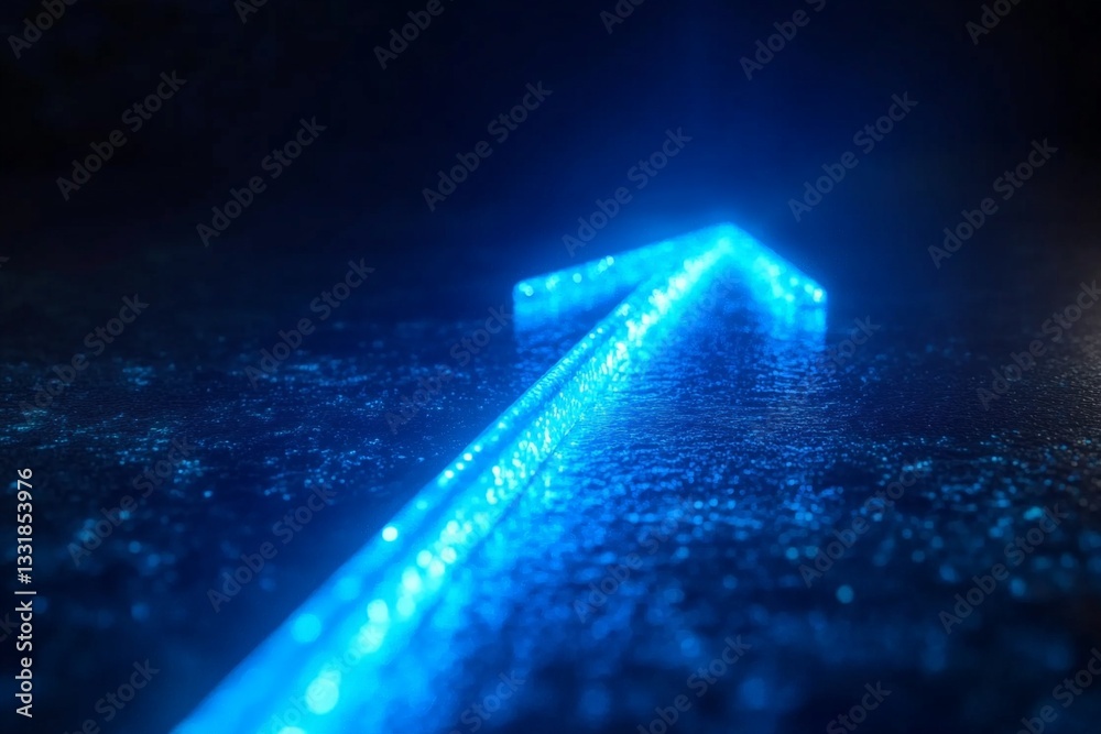 Aufkleber Lighted arrow pointing forward on a dark surface in a conceptual design