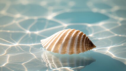 The shell light and shadow at the clear bottom of the lake.